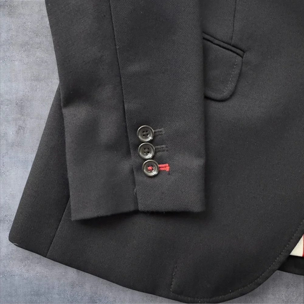 Tommy Hilfiger Mens Black Wool Blend Two Button Blazer Sport Coat 38R 78E5365
